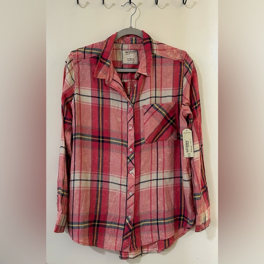 Arizona Jean Company Pink Plaid Shirt